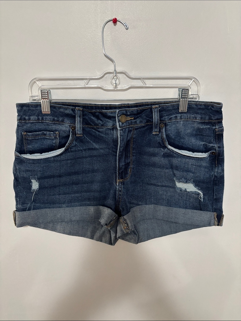 JUST USA Cuffed Distressed Denim Shorts | Size 30